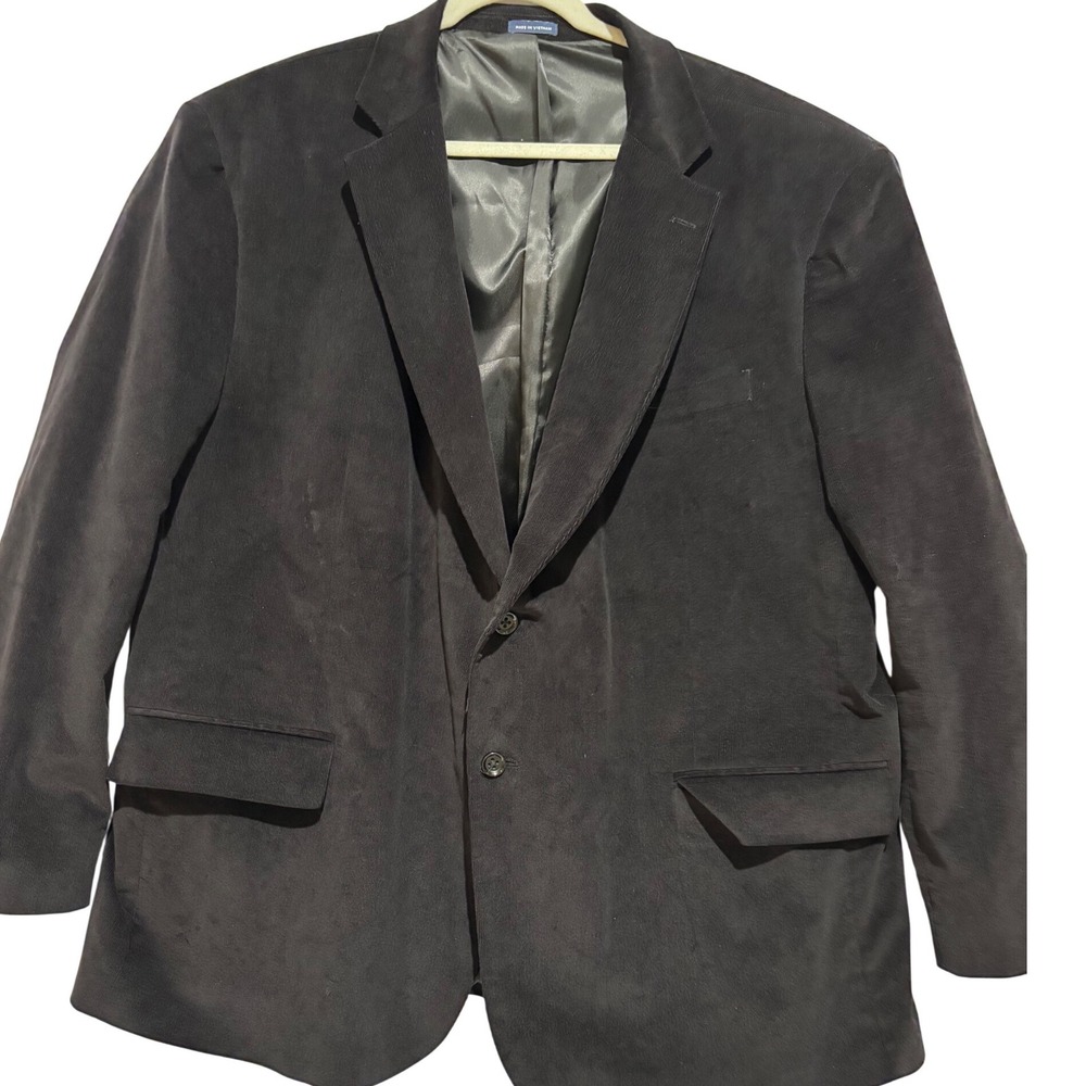 Stafford Mens Black Corduroy Blazer Sport Coat Big & Tall 54 R Elbow patch Y2K
